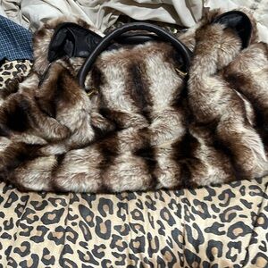 Tiger Mills Dennis Basso Faux Fur Weekender Duffle Bag and matching blanket